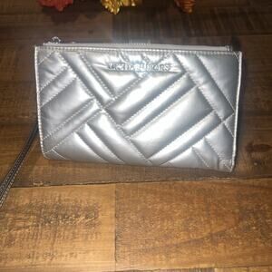 Michael kors Peyton quilted double dip wallet Silver